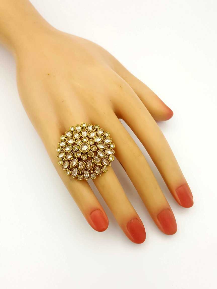 FINGER RING in CHECKERED POLKI Style | Design - 18884