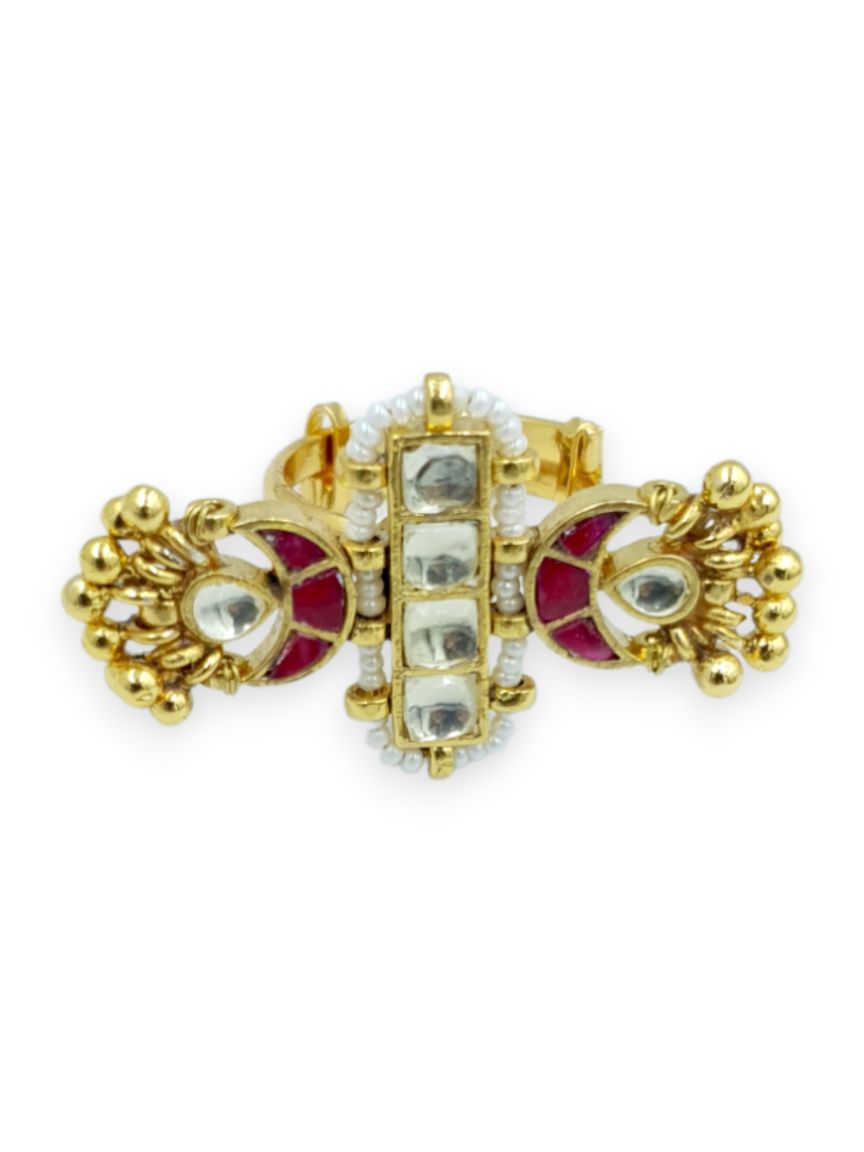 FINGER RING IN JADAU KUNDAN STYLE | DESIGN - 23522