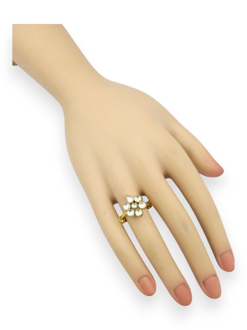 FINGER RING IN JADAU KUNDAN STYLE | DESIGN - 23945