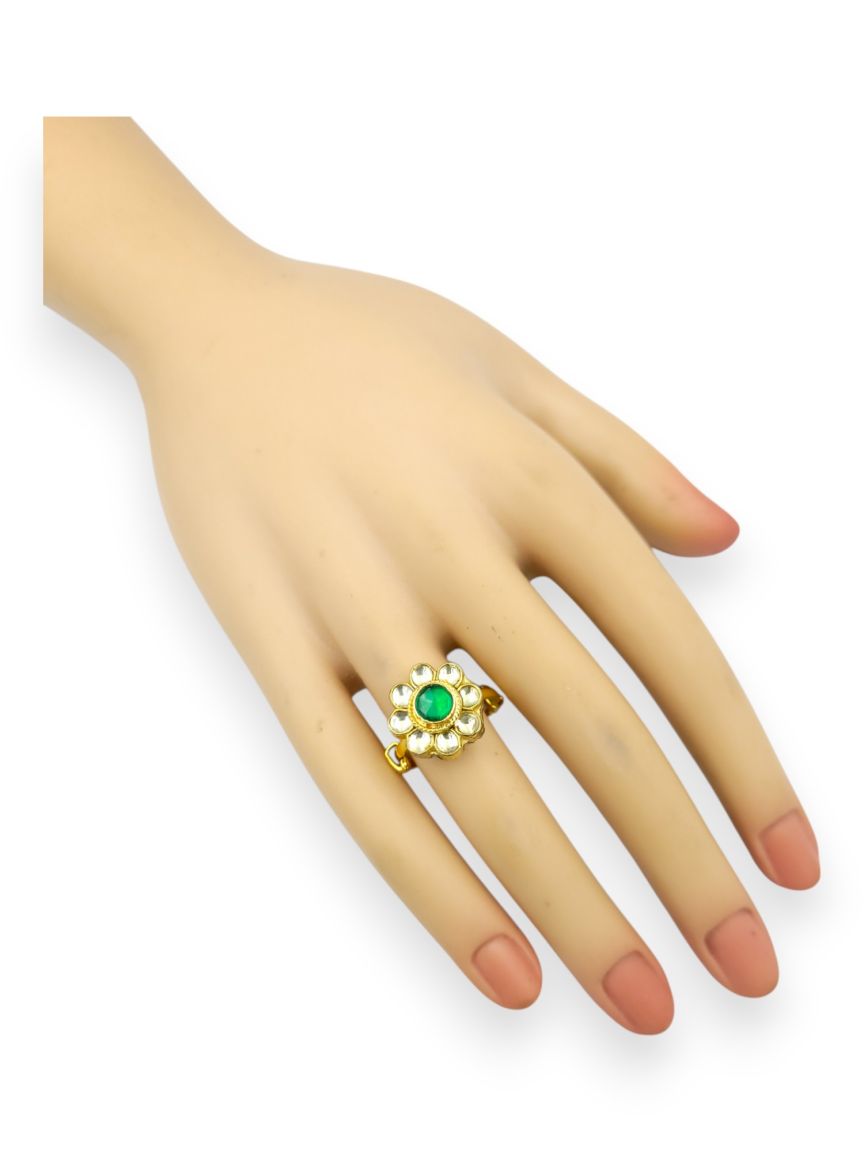 FINGER RING IN JADAU KUNDAN STYLE | DESIGN - 23947