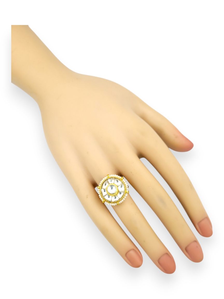 FINGER RING IN JADAU KUNDAN STYLE | DESIGN - 23964