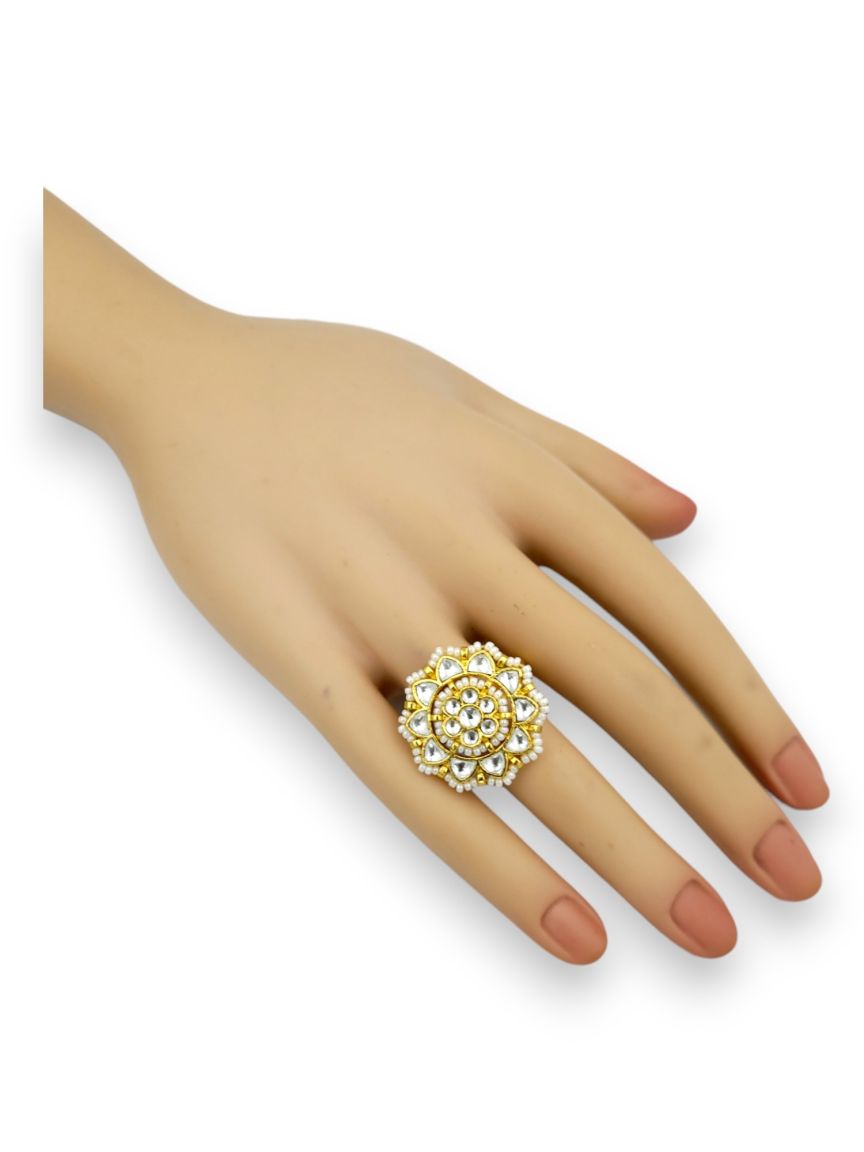 FINGER RING IN JADAU KUNDAN STYLE | DESIGN - 24311