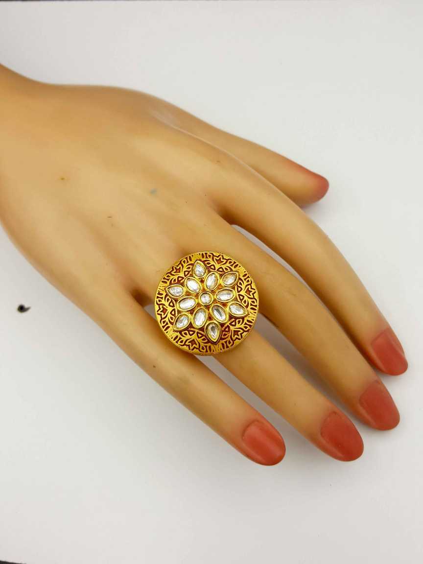 FINGER RING in VILANDI KUNDAN Style | Design - 19454