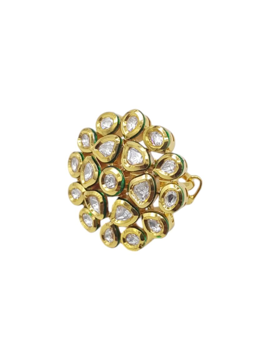 FINGER RING IN VILANDI KUNDAN STYLE | DESIGN - 23274