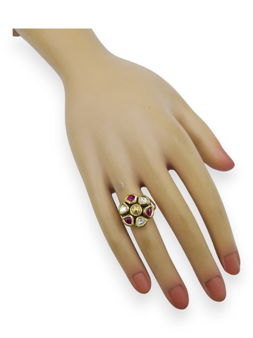 FINGER RING IN VILANDI KUNDAN STYLE | DESIGN - 23298