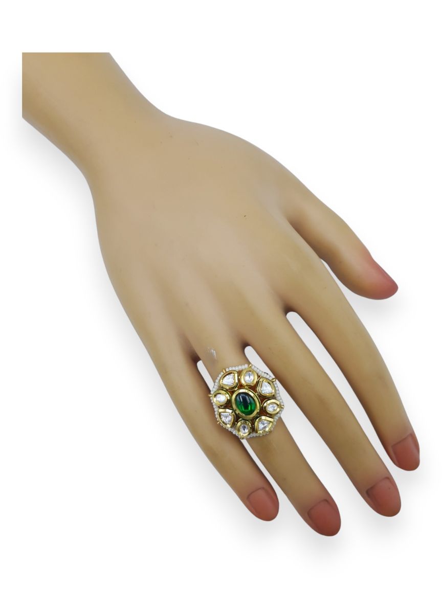 FINGER RING IN VILANDI KUNDAN STYLE | DESIGN - 23299