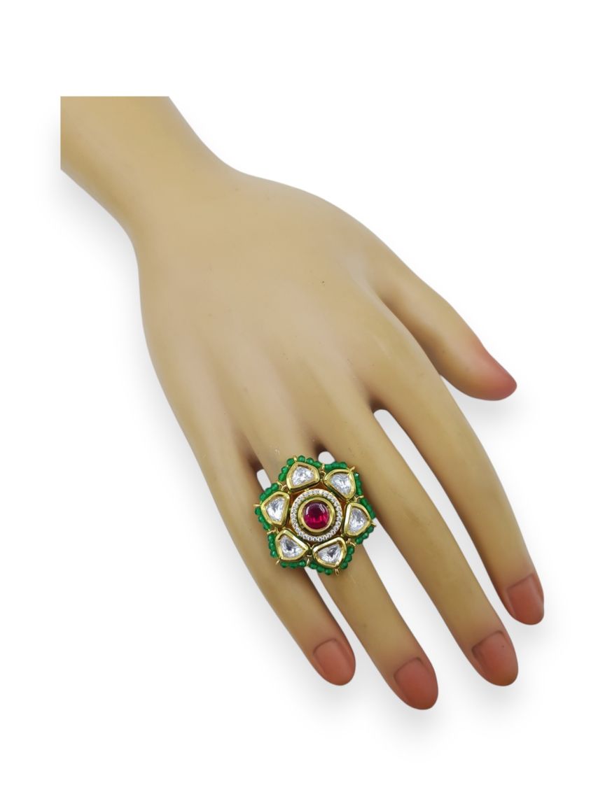 FINGER RING IN VILANDI KUNDAN STYLE | DESIGN - 23337