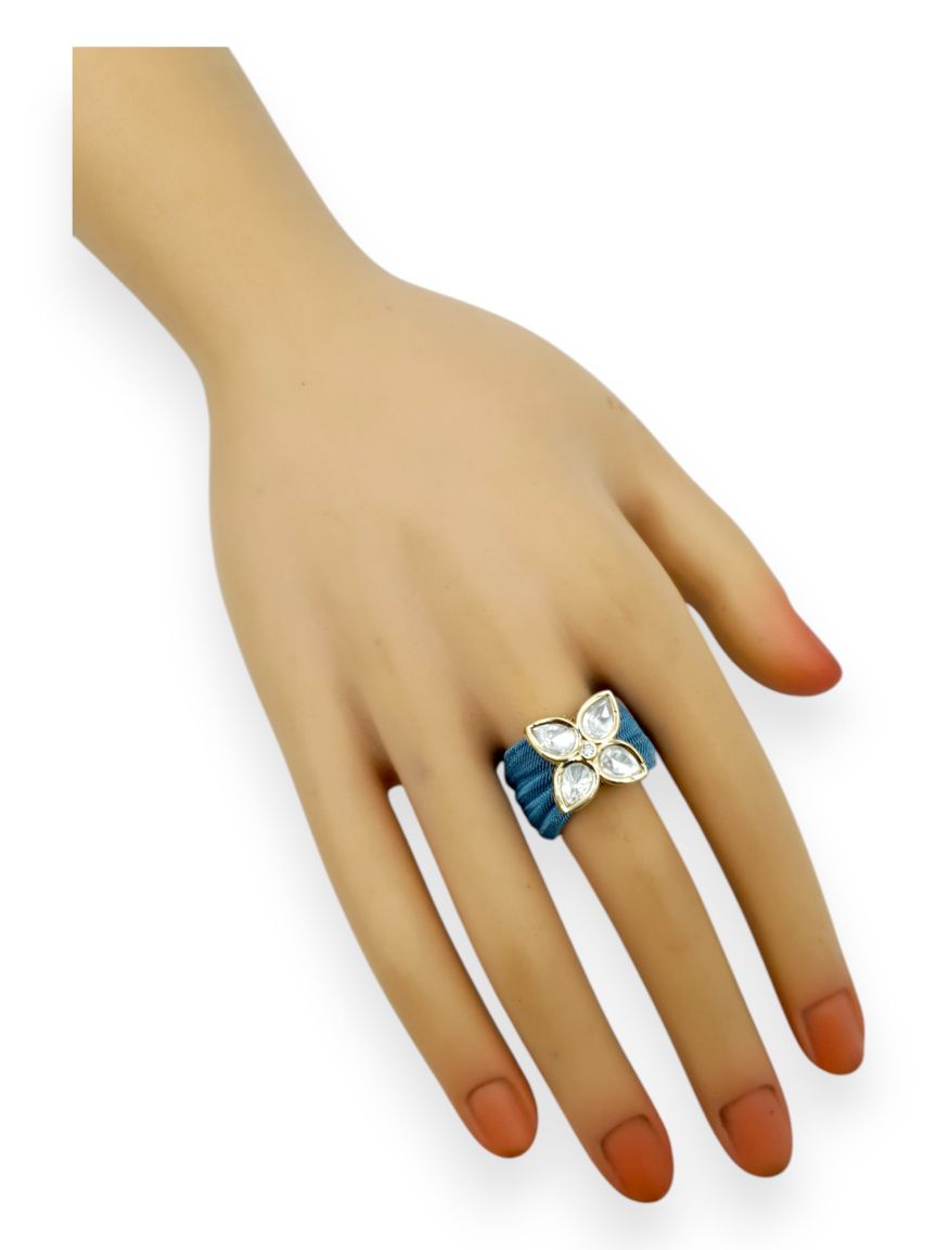 FINGER RING IN VILANDI KUNDAN STYLE | DESIGN - 23783