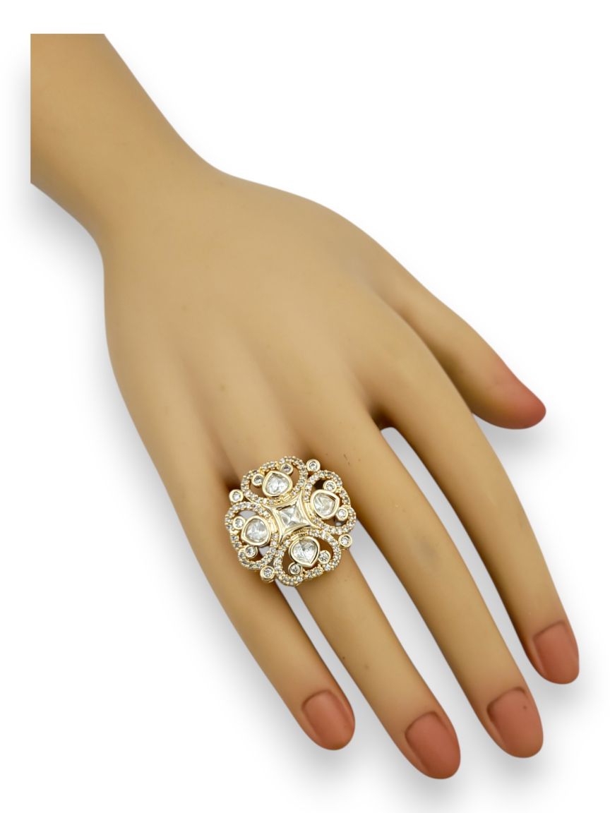 FINGER RING IN VILANDI KUNDAN STYLE | DESIGN - 24060
