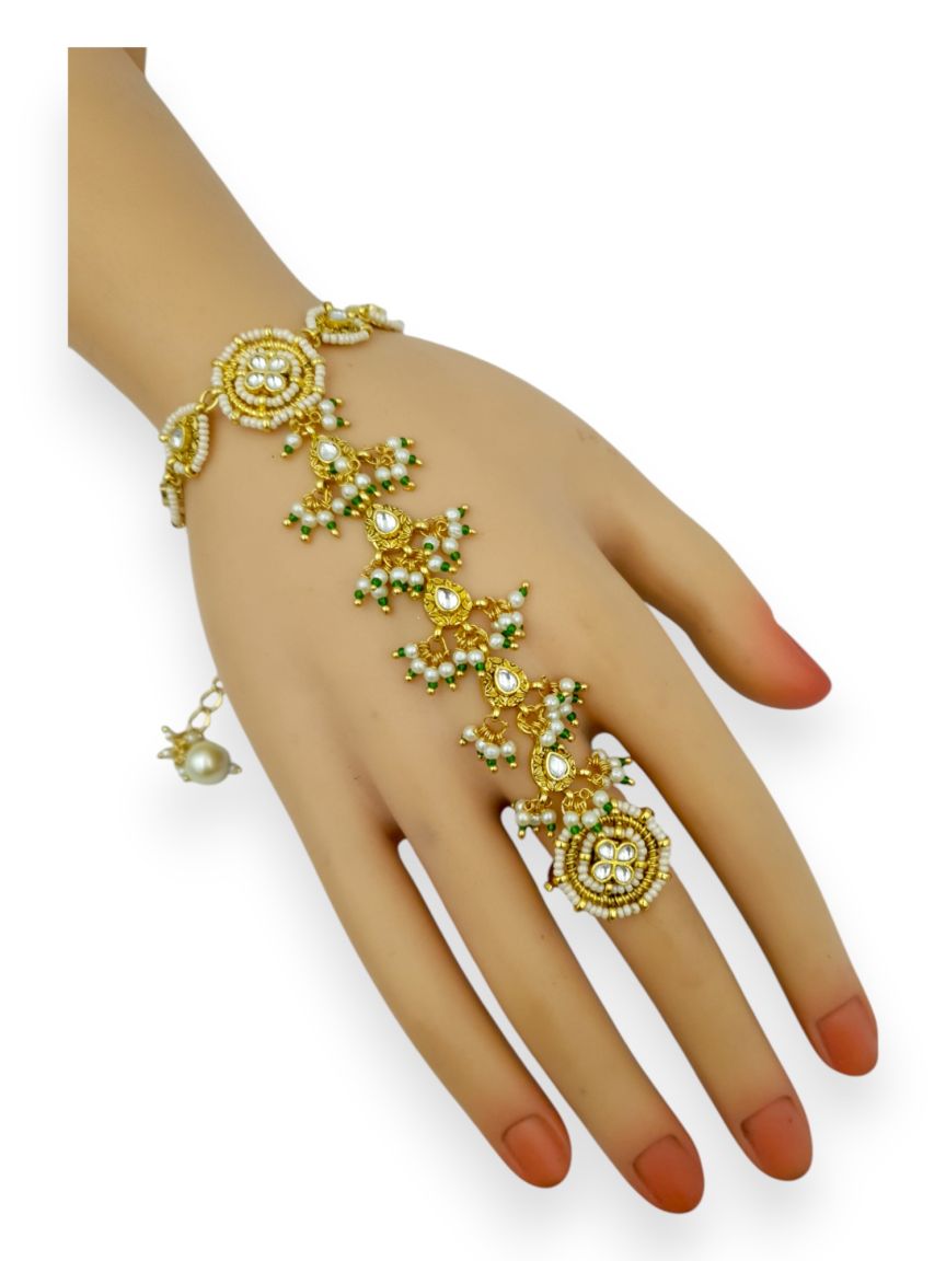HAATH PANJA PHOOL IN JADAU KUNDAN STYLE | DESIGN - 23646