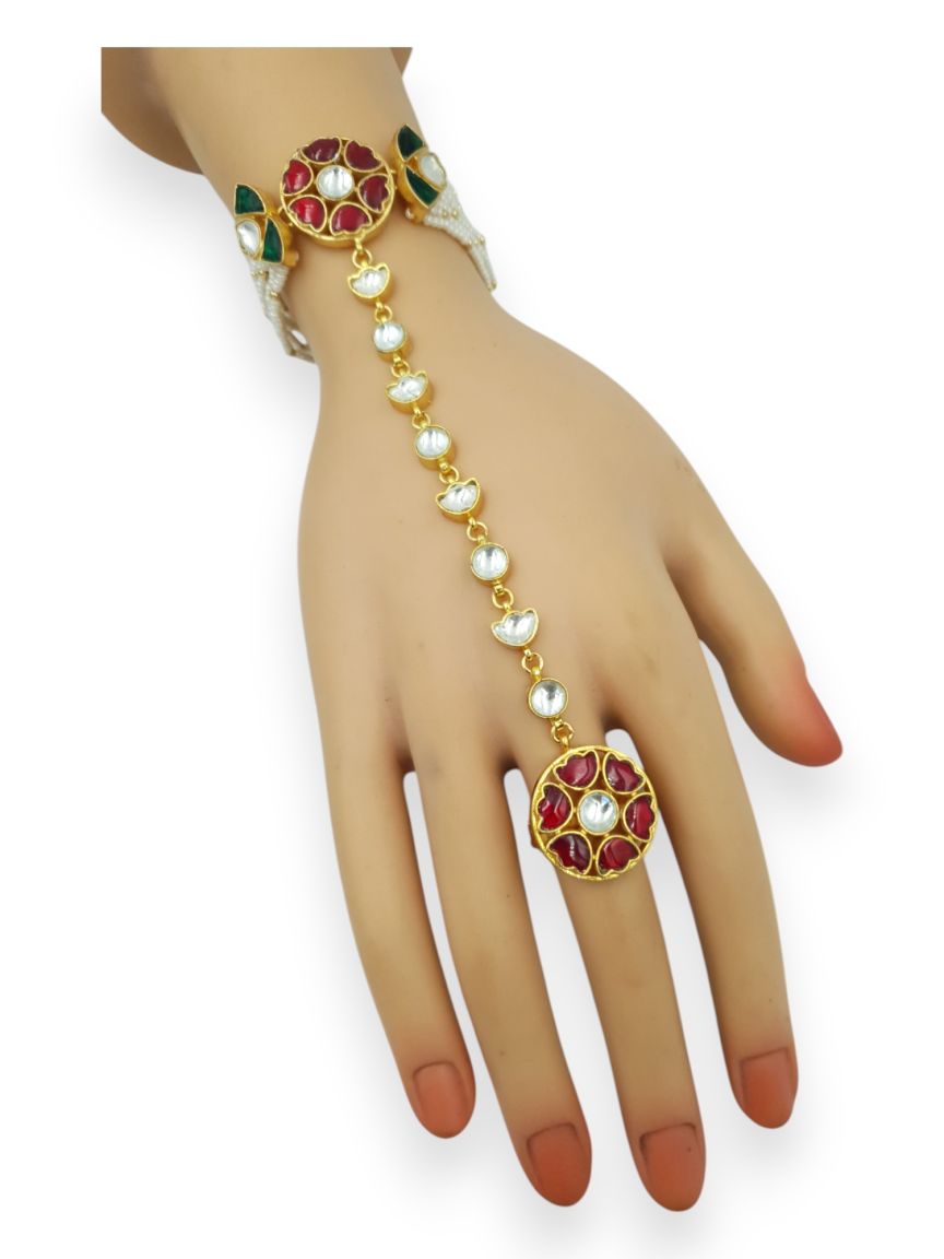 HAATH PANJA PHOOL IN JADAU KUNDAN STYLE | DESIGN - 23658