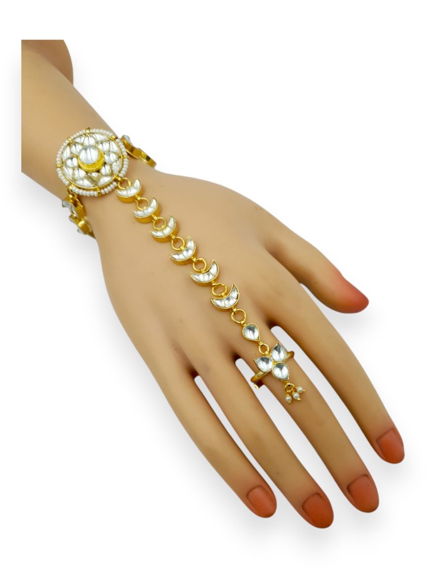 HAATH PANJA PHOOL IN JADAU KUNDAN STYLE | DESIGN - 23672