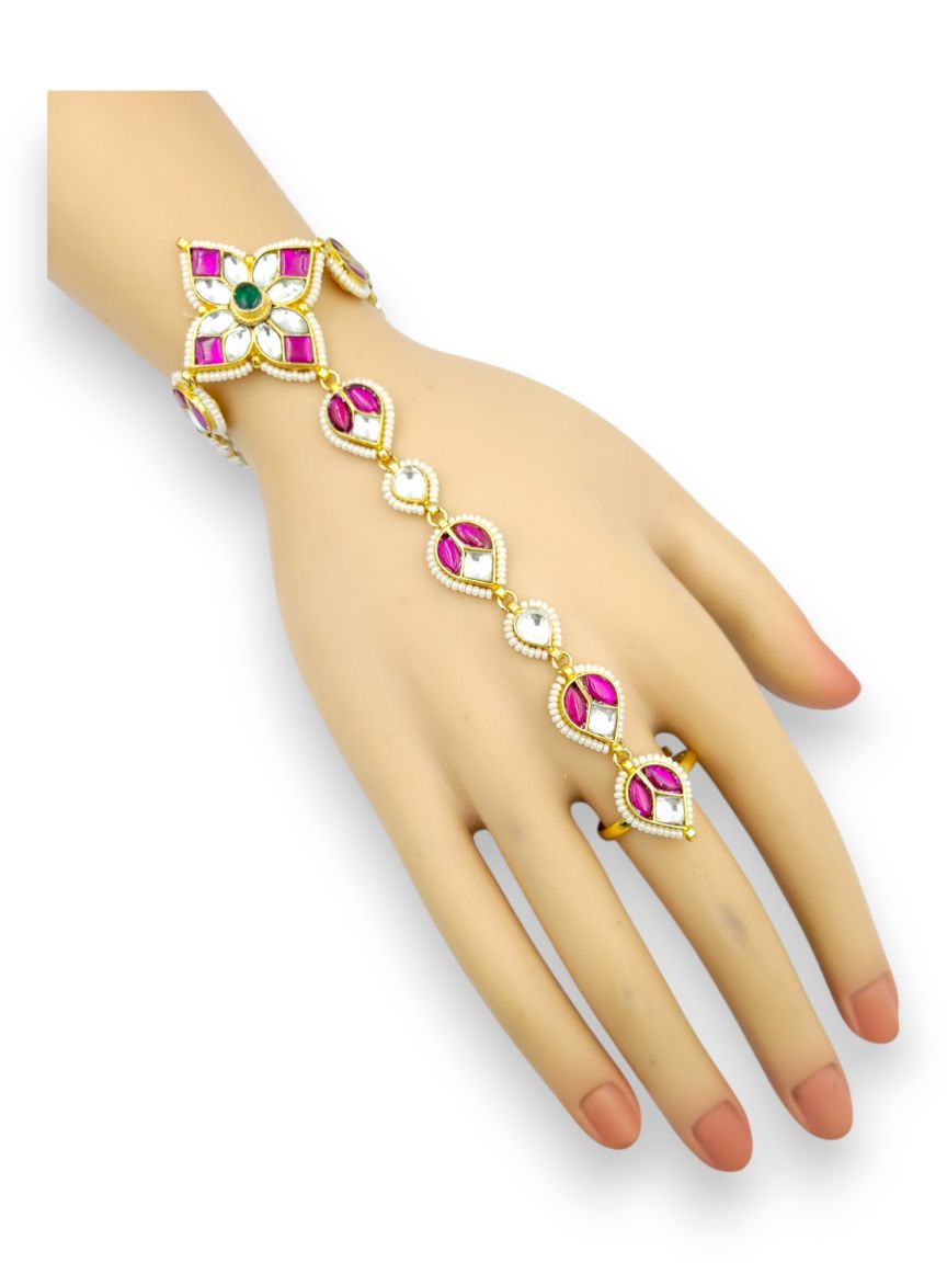 HAATH PANJA PHOOL IN JADAU KUNDAN STYLE | DESIGN - 23897