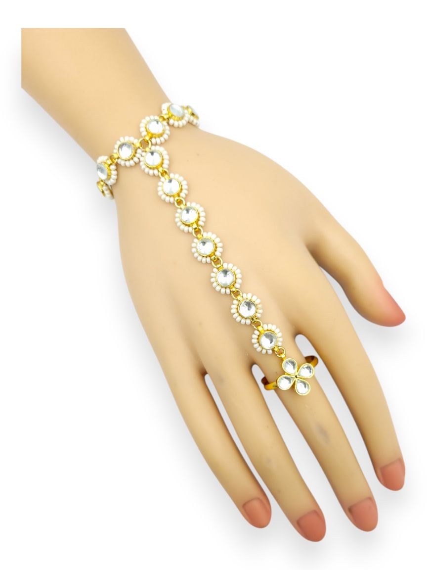HAATH PANJA PHOOL IN JADAU KUNDAN STYLE | DESIGN - 23898