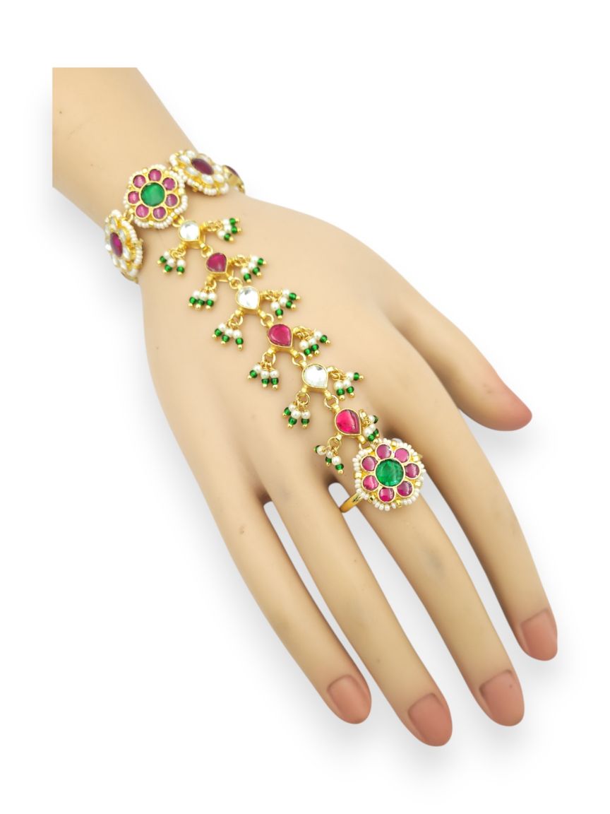 HAATH PANJA PHOOL IN JADAU KUNDAN STYLE | DESIGN - 24002