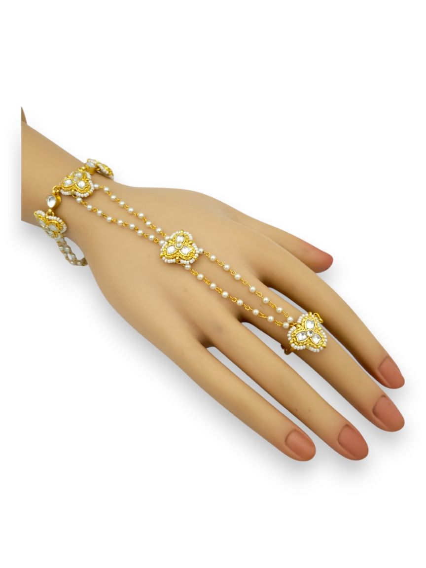 HAATH PANJA PHOOL IN JADAU KUNDAN STYLE | DESIGN - 24127