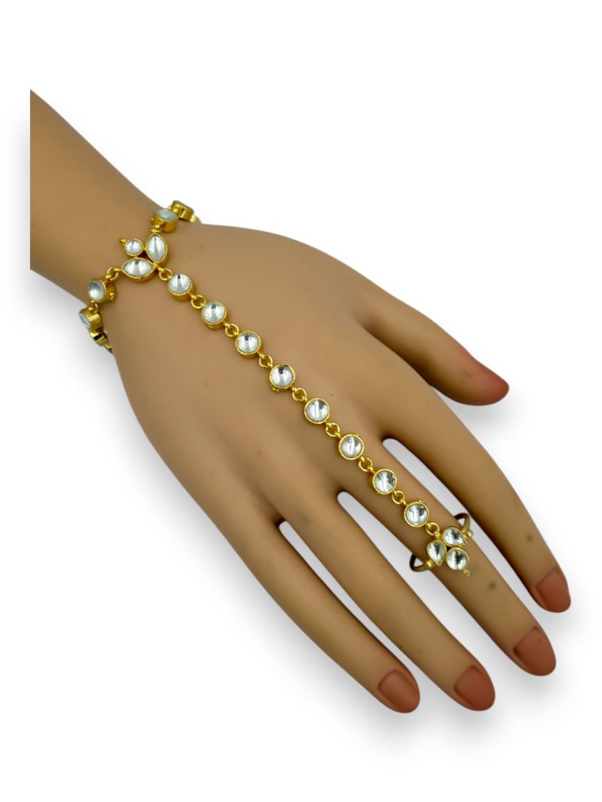 HAATH PANJA PHOOL IN JADAU KUNDAN STYLE | DESIGN - 24156