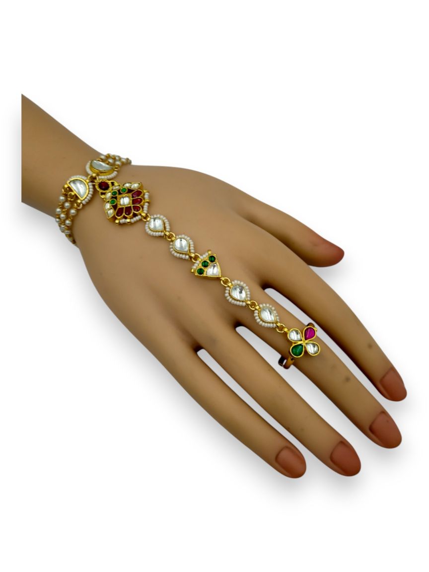 HAATH PANJA PHOOL IN JADAU KUNDAN STYLE | DESIGN - 24161