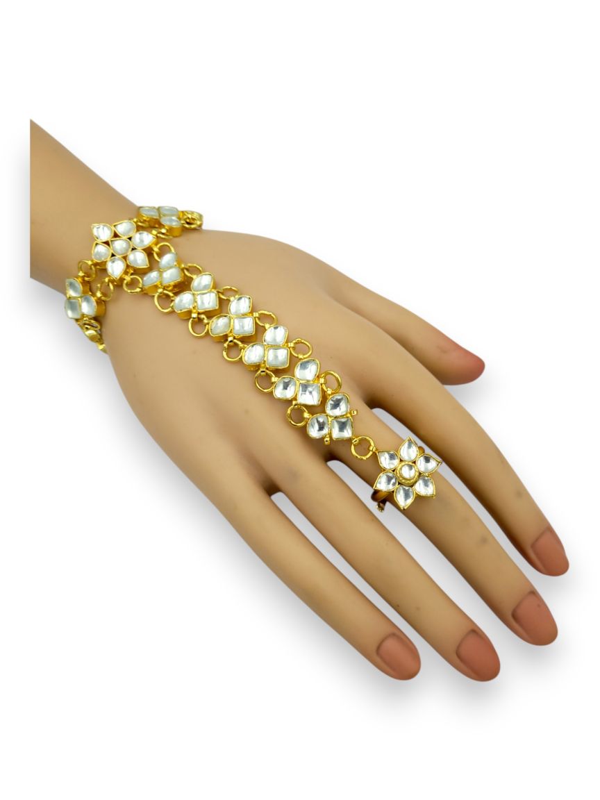 HAATH PANJA PHOOL IN JADAU KUNDAN STYLE | DESIGN - 24213