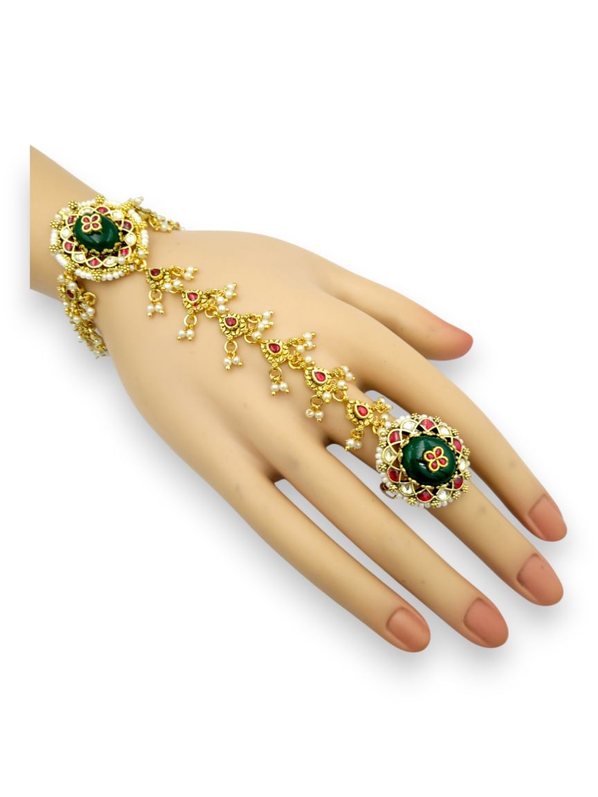 HAATH PANJA PHOOL IN JADAU KUNDAN STYLE | DESIGN - 24281