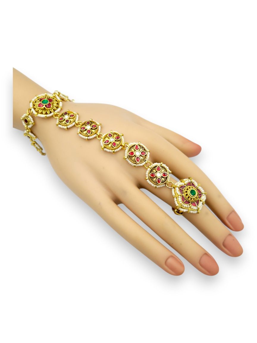 HAATH PANJA PHOOL IN JADAU KUNDAN STYLE | DESIGN - 24282