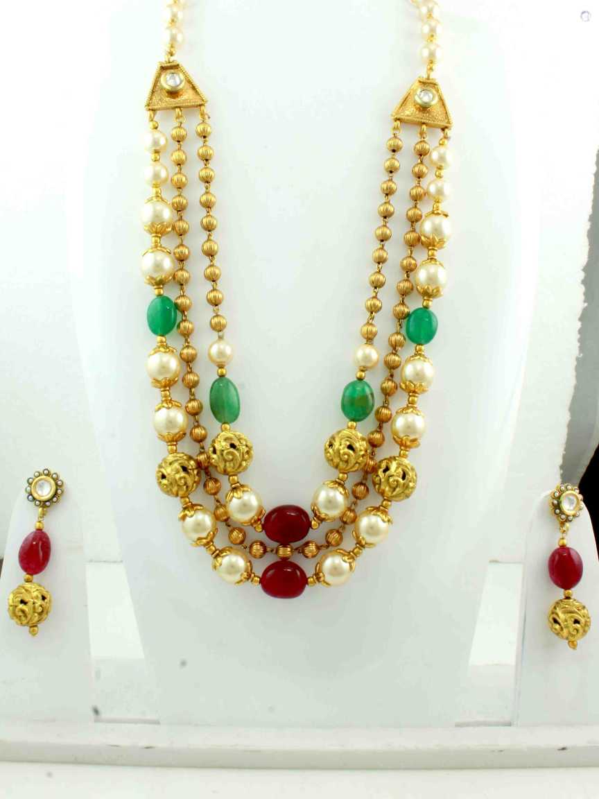 MALA SET in CHECKERED POLKI Style | Design - 10738