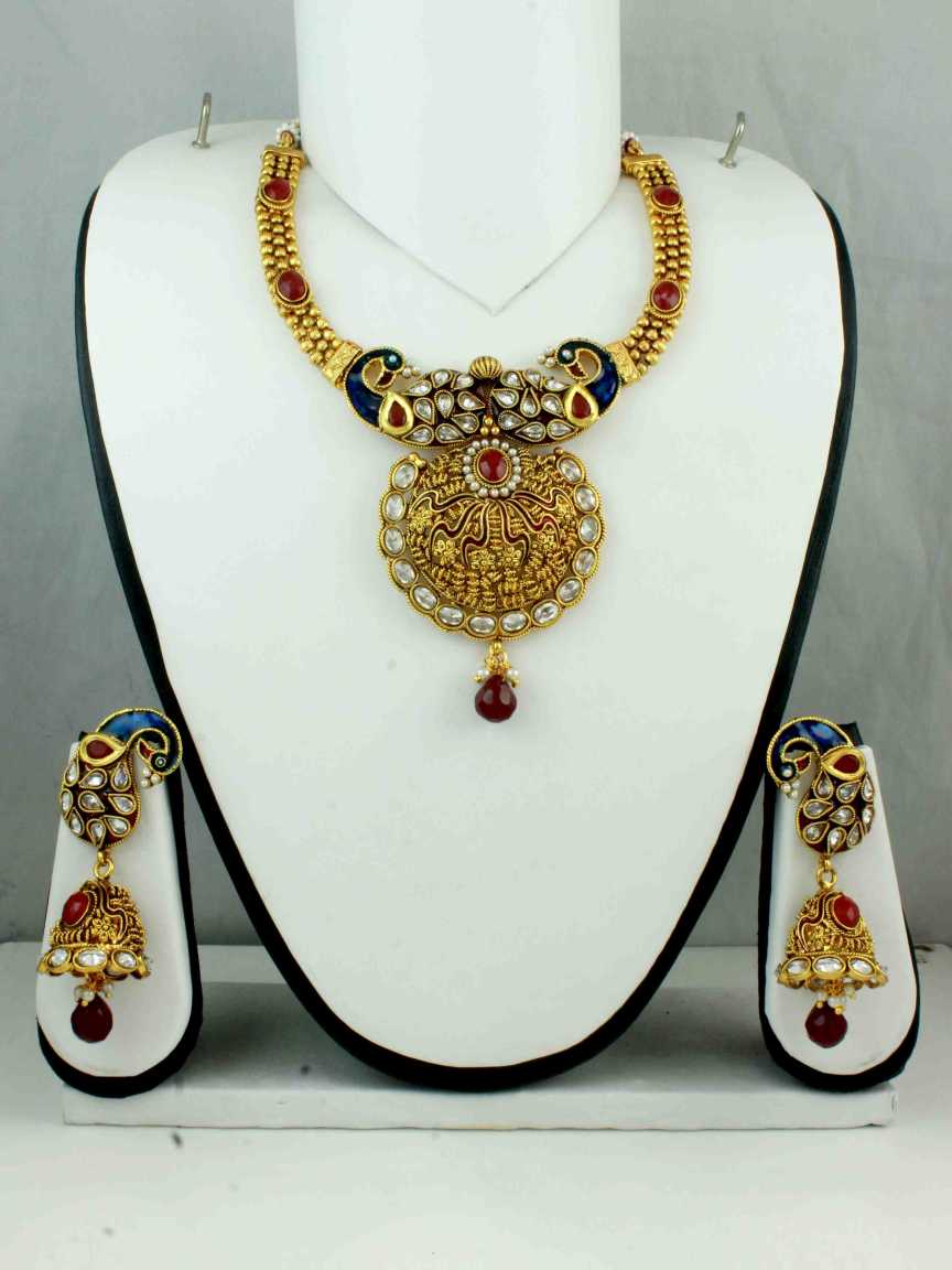 checkered_polki-necklace_earring-NLCK10681RBHG
