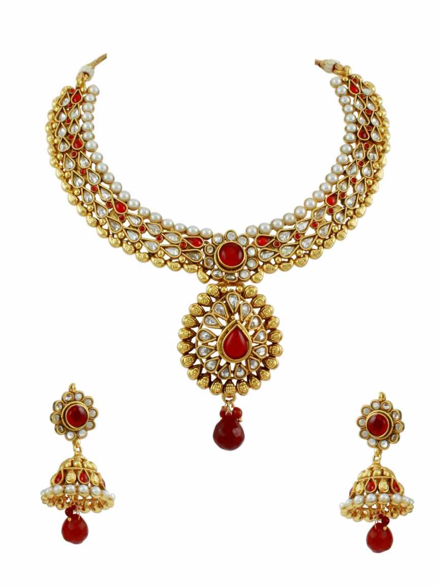 checkered_polki-necklace_earring-NLCK10777RDHG