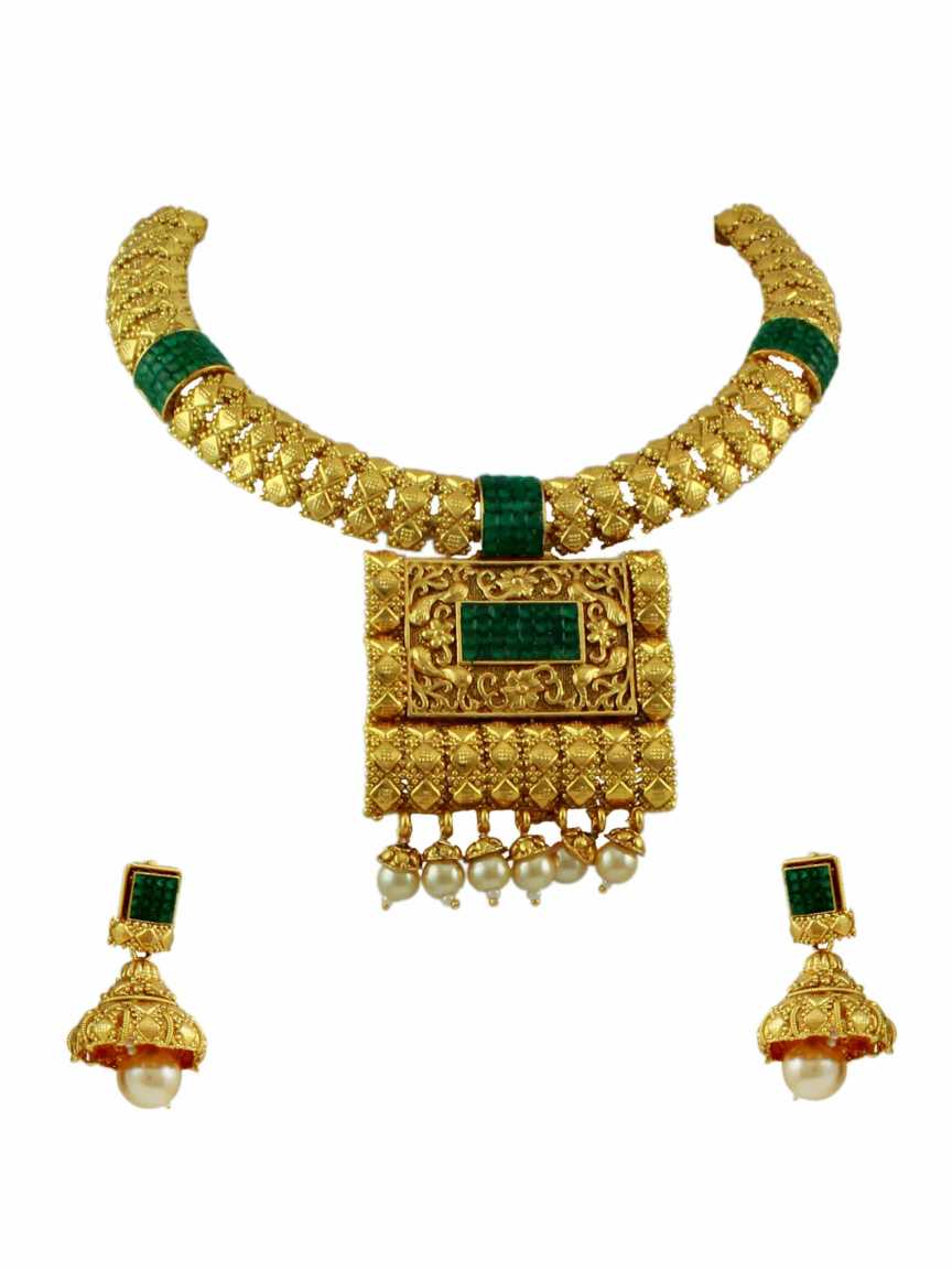 checkered_polki-necklace_earring-NLCK10790EMHG