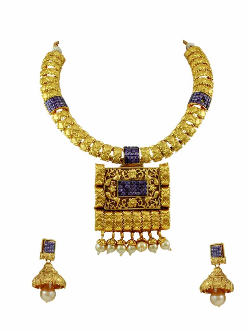 checkered_polki-necklace_earring-NLCK10790PRHG