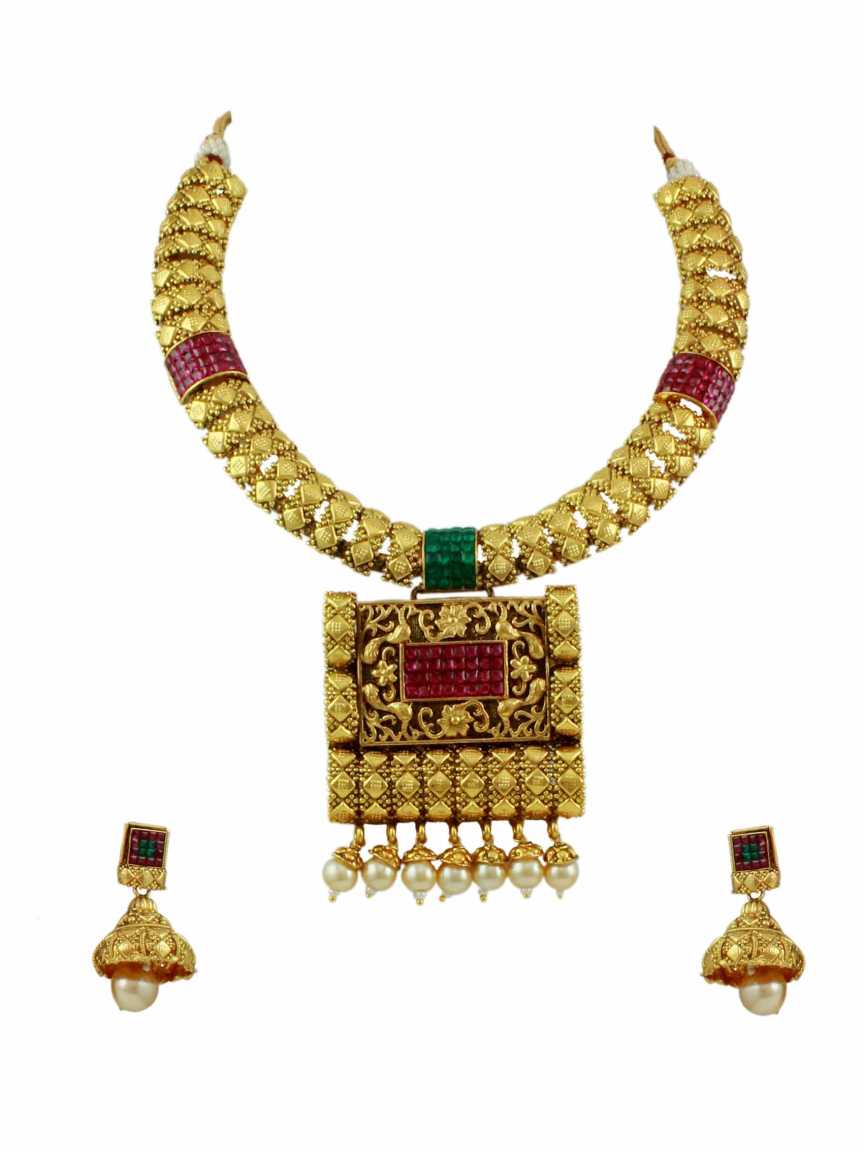 checkered_polki-necklace_earring-NLCK10790REHG