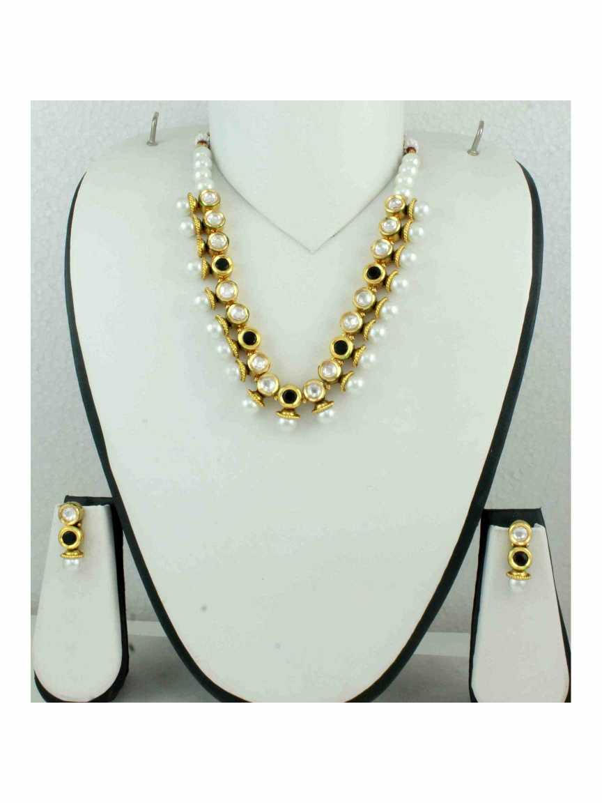 NECKLACE EARRING in CHECKERED POLKI Style | Design - 10948