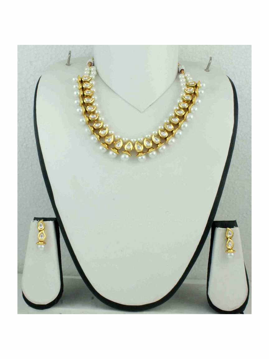 NECKLACE EARRING in CHECKERED POLKI Style | Design - 10949