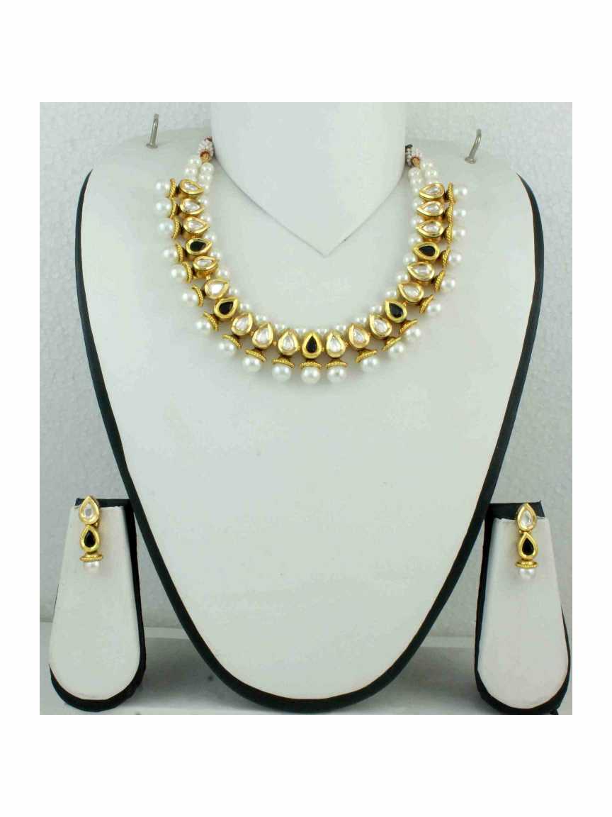 NECKLACE EARRING in CHECKERED POLKI Style | Design - 10950