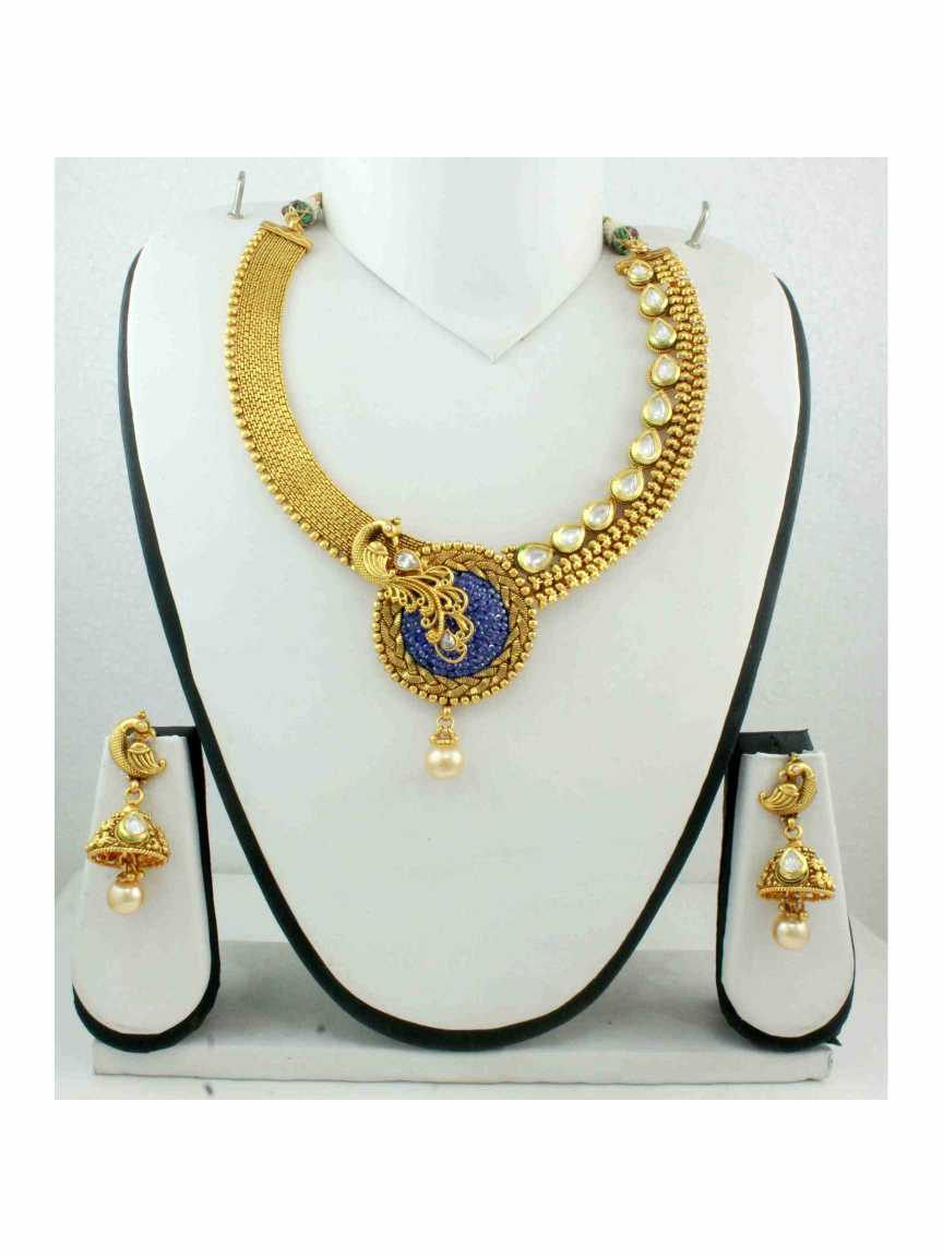 checkered_polki-necklace_earring-NLCK11067BLHG
