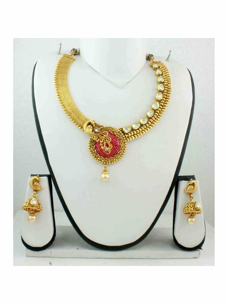 checkered_polki-necklace_earring-NLCK11067RNHG