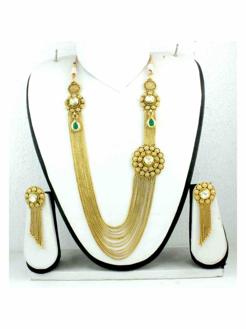NECKLACE EARRING in CHECKERED POLKI Style | Design - 11794