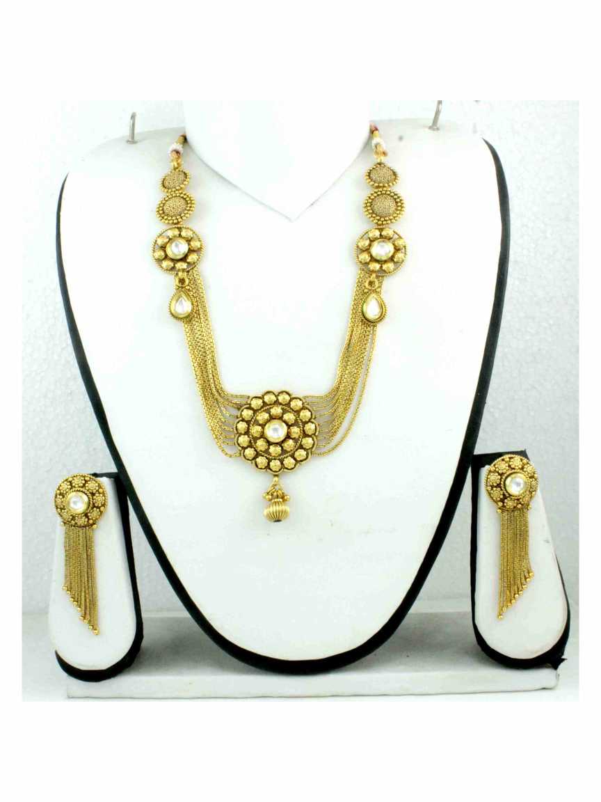 NECKLACE EARRING in CHECKERED POLKI Style | Design - 11795