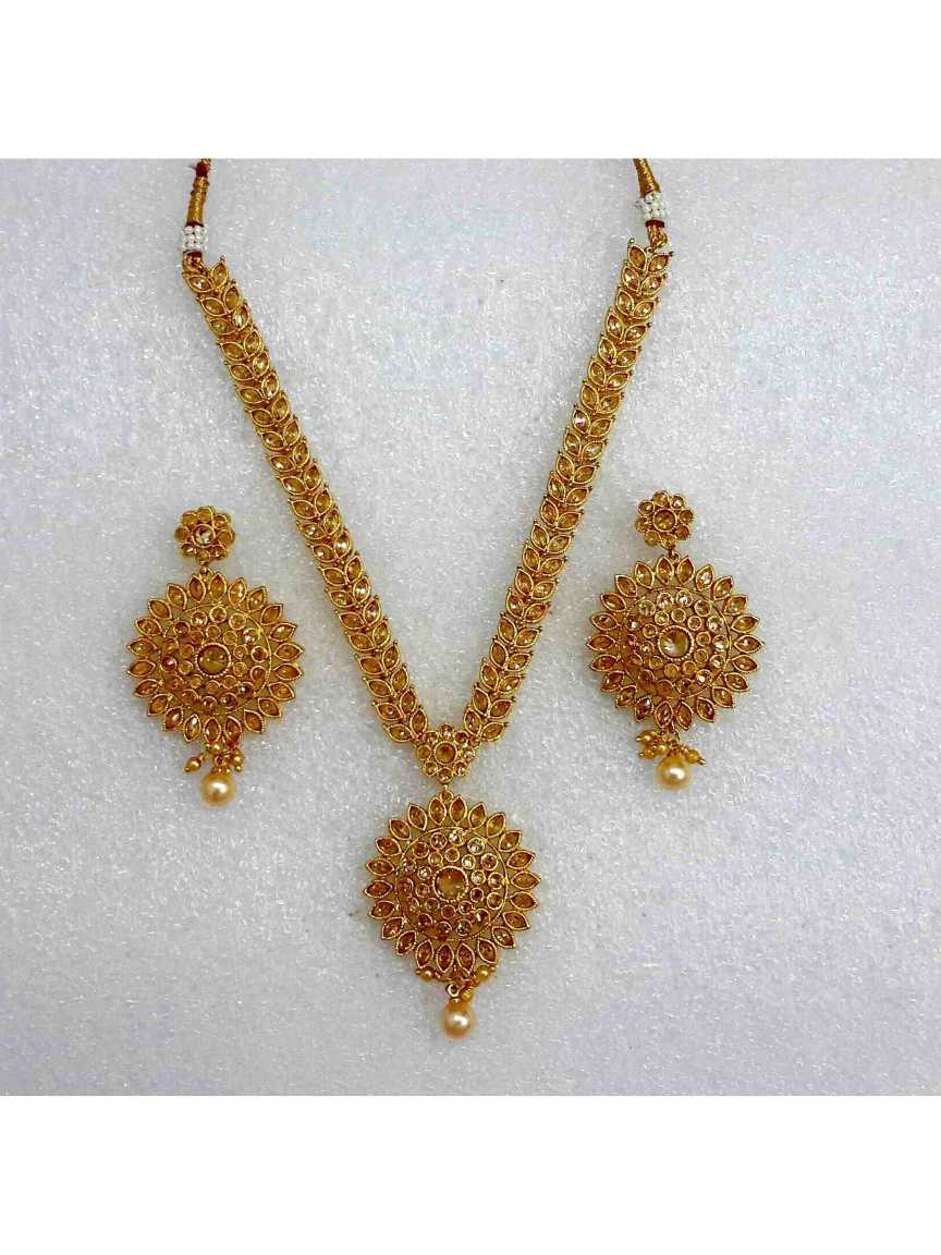 NECKLACE EARRING in CHECKERED POLKI Style | Design - 13127