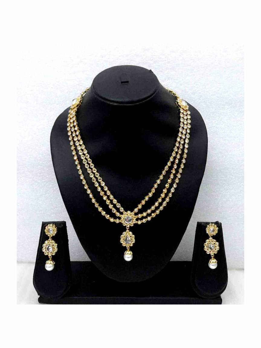 NECKLACE EARRING in CHECKERED POLKI Style | Design - 13130