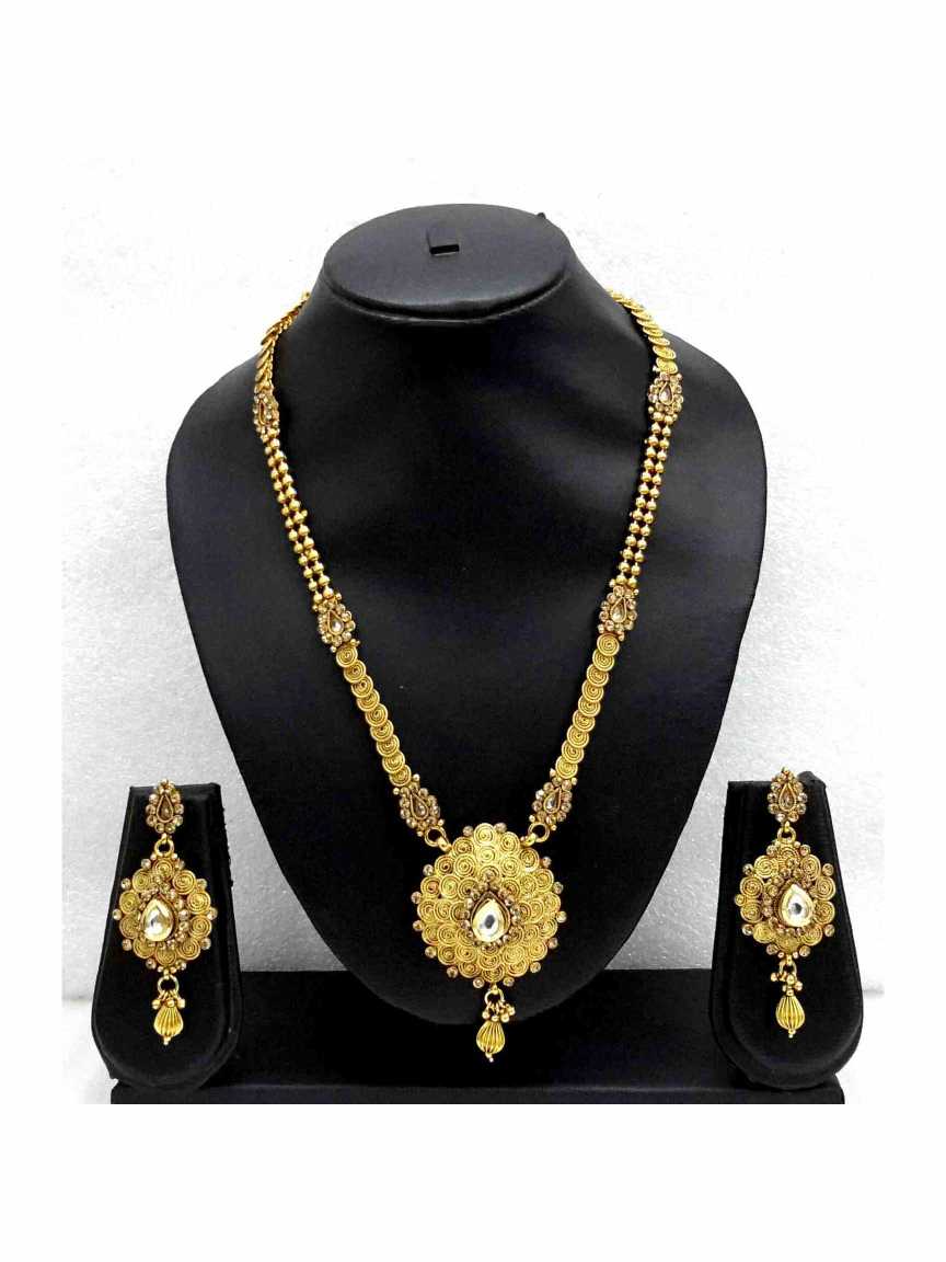 NECKLACE EARRING in CHECKERED POLKI Style | Design - 13198