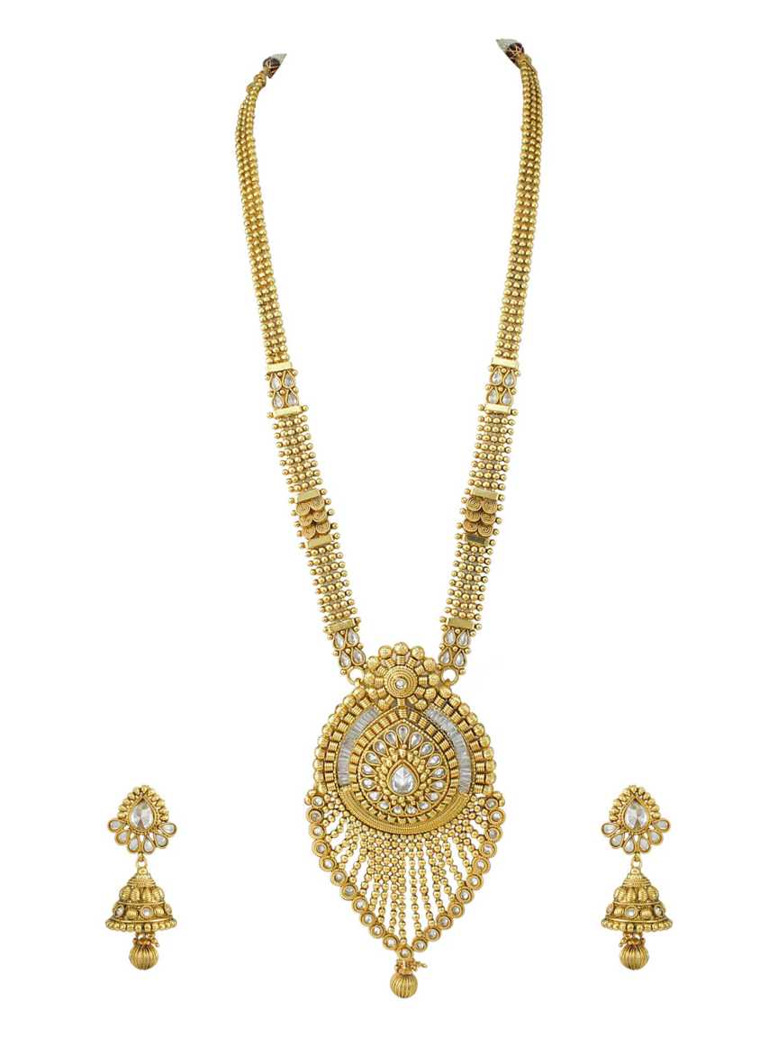 NECKLACE EARRING in CHECKERED POLKI Style | Design - 13461