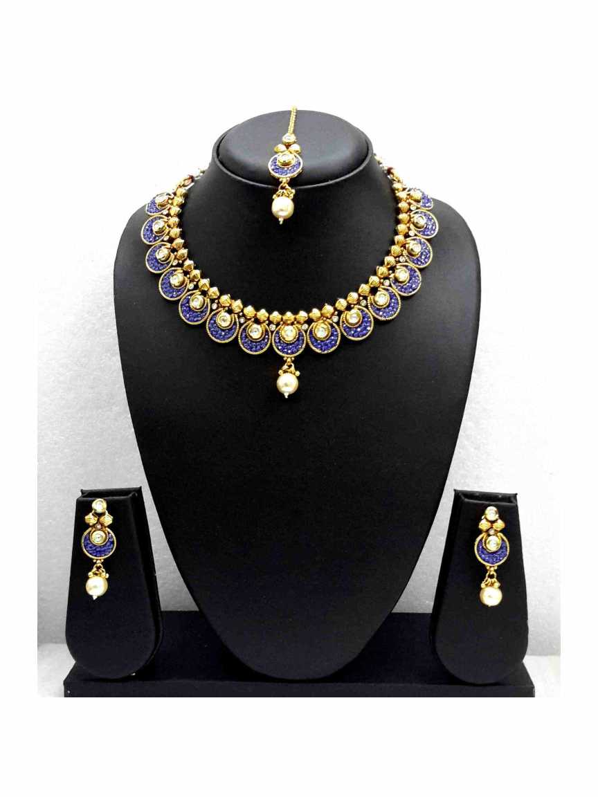 checkered_polki-necklace_earring-NLCK13544BLHG