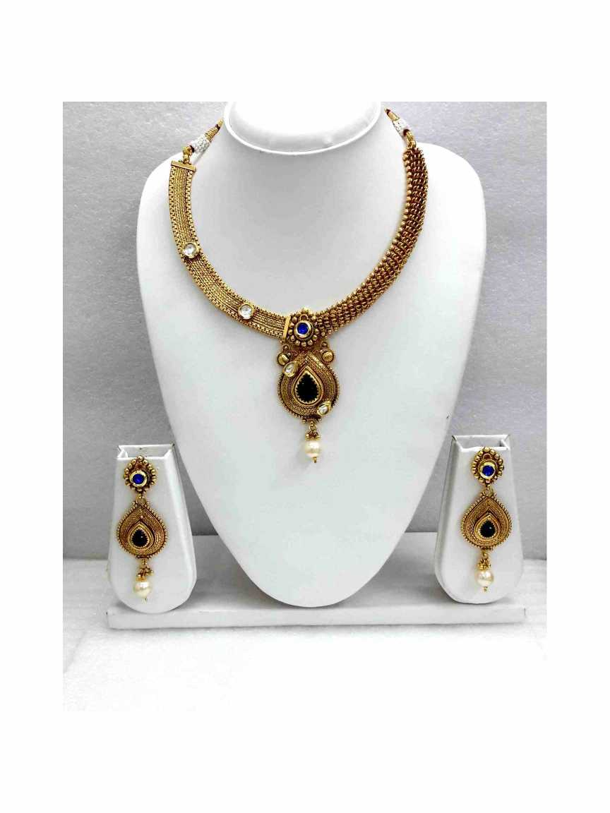 checkered_polki-necklace_earring-NLCK13690BLHG
