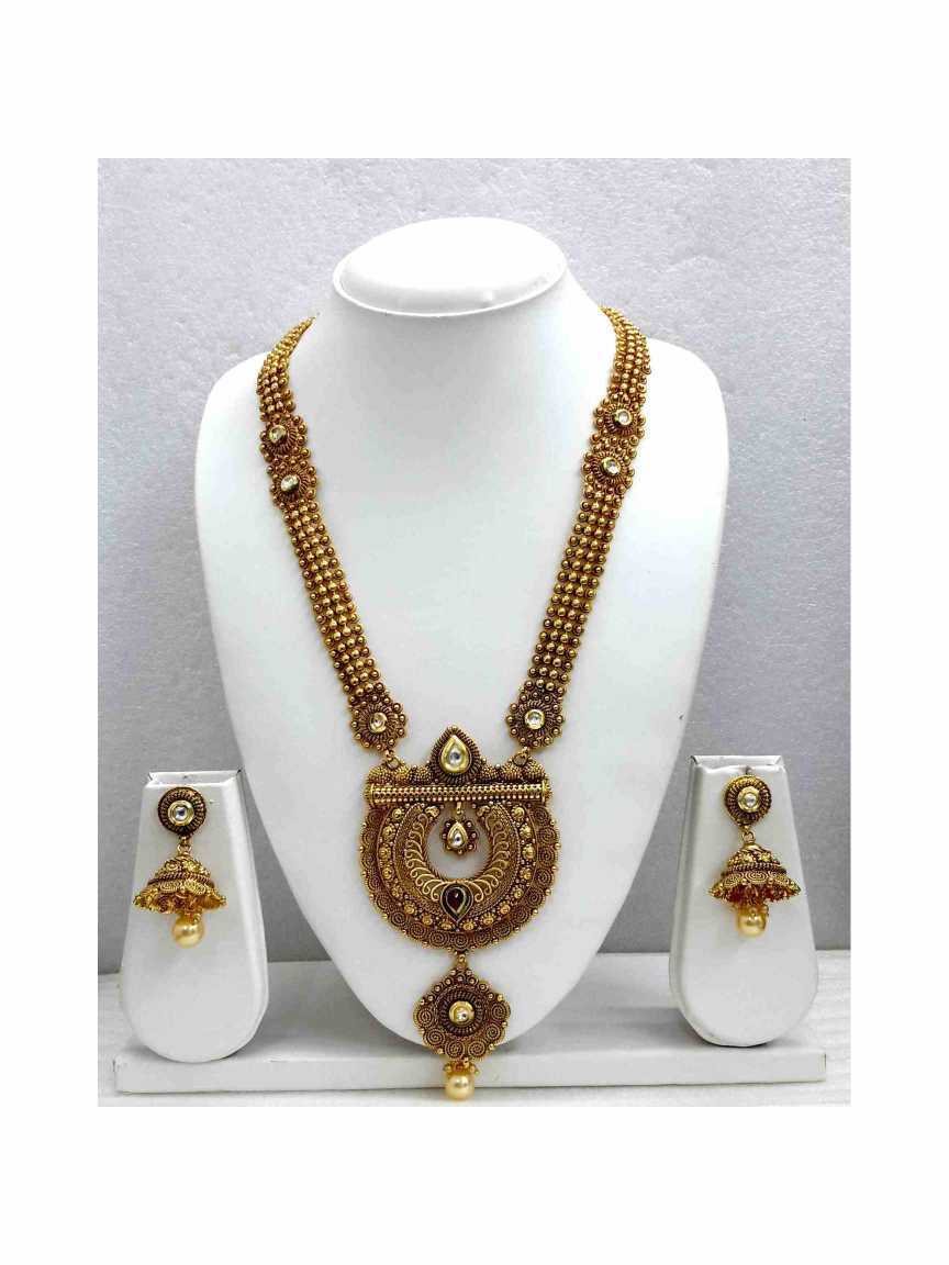 NECKLACE EARRING in CHECKERED POLKI Style | Design - 13914