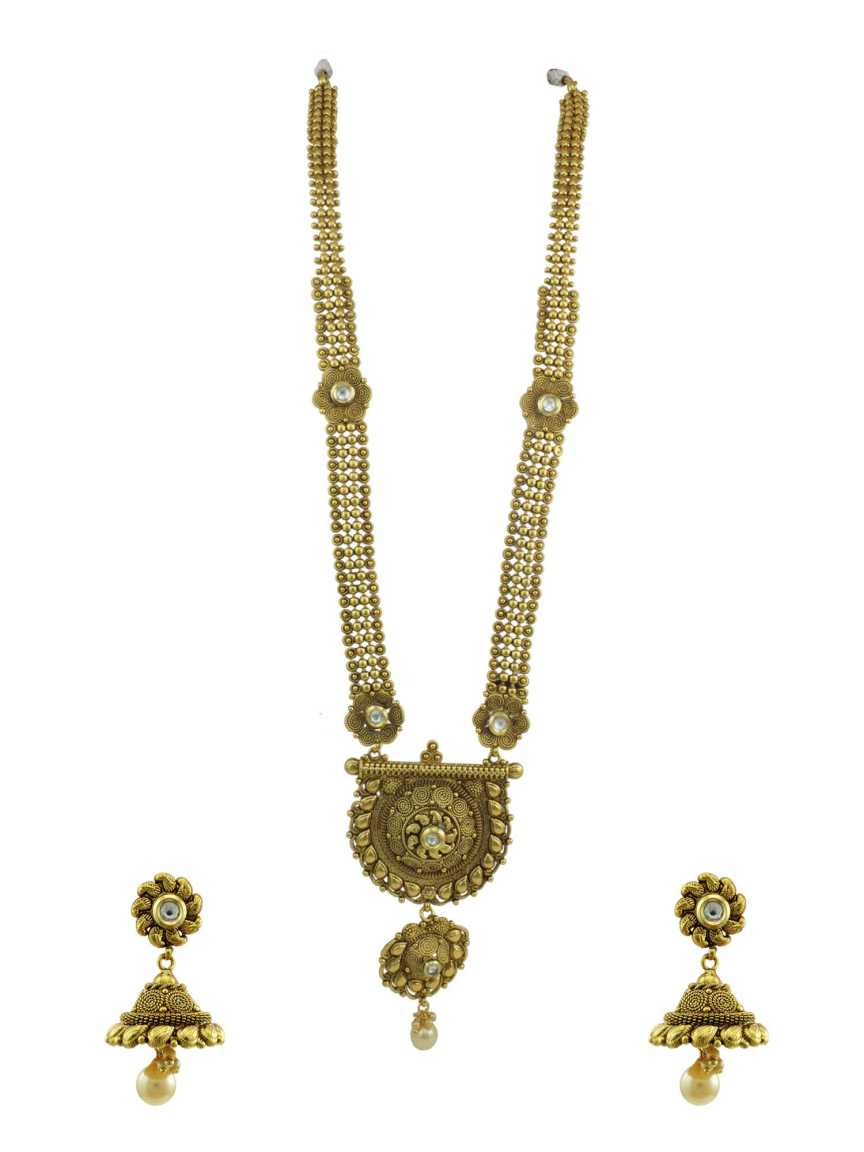 NECKLACE EARRING in CHECKERED POLKI Style | Design - 13916