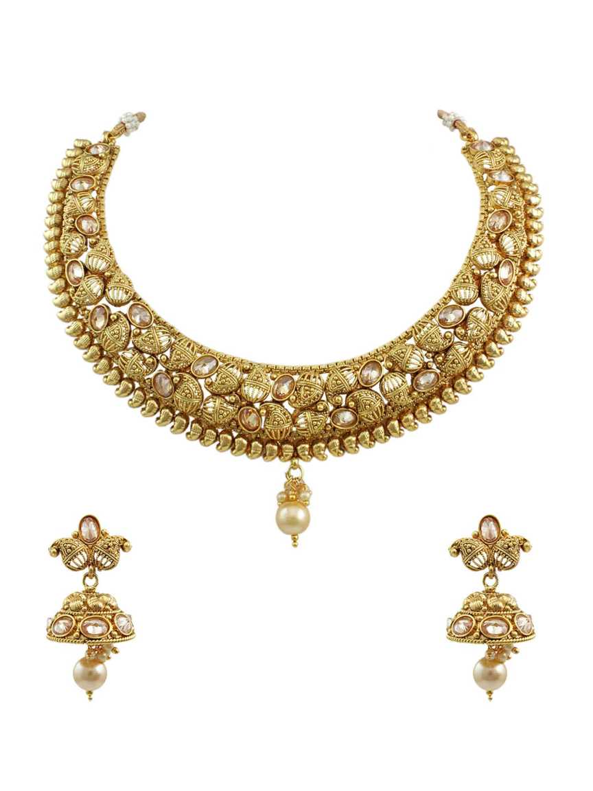 NECKLACE EARRING in CHECKERED POLKI Style | Design - 14129