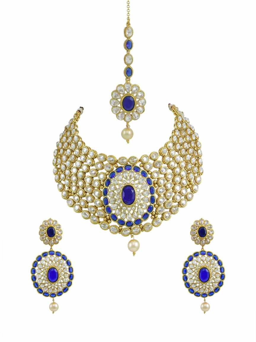 checkered_polki-necklace_earring-NLCK14593BLHG