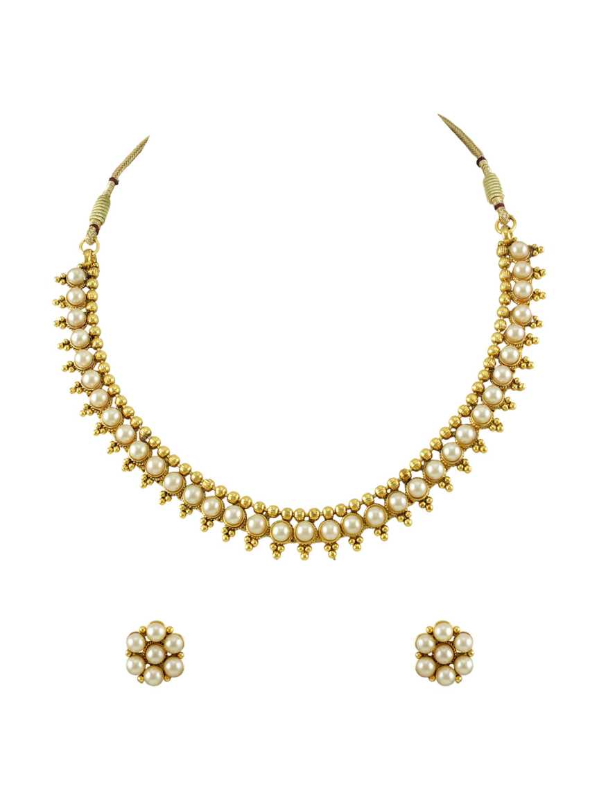 NECKLACE EARRING in CHECKERED POLKI Style | Design - 14864