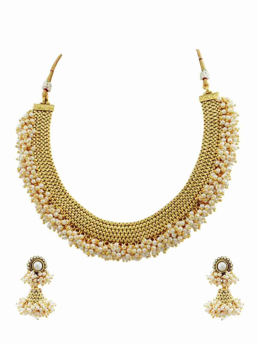 NECKLACE EARRING in CHECKERED POLKI Style | Design - 14946